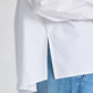 Camicia Bianca in Popeline di Cotone Biologico con Maniche Raglan