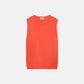 Top smanicato in maglia rasata con girocollo