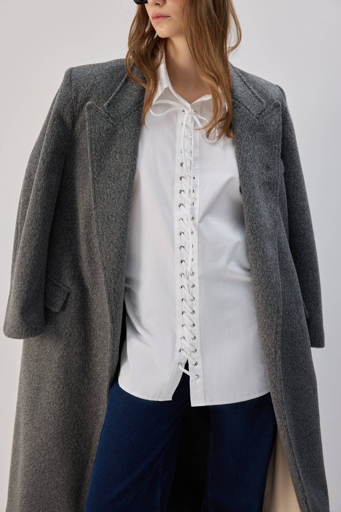 Camicia oversize con lacci frontali