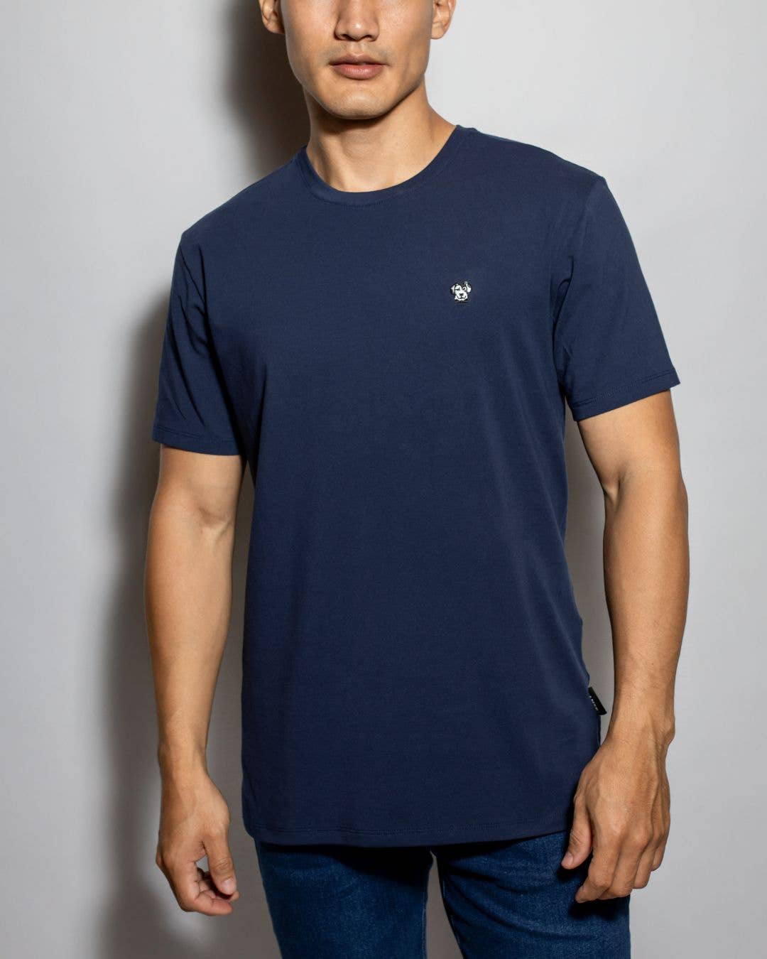 T-shirt blu antimacchia in cotone elasticizzato