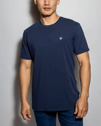 T-shirt blu antimacchia in cotone elasticizzato