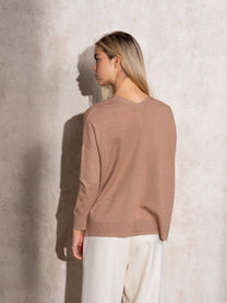 Maglione a maglia con scollo a V in viscosa con lurex
