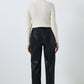 Pantaloni in ecopelle a vita alta con stampa coccodrillo