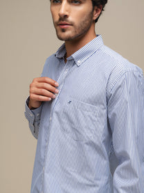 Camicia uomo a righe in cotone misto