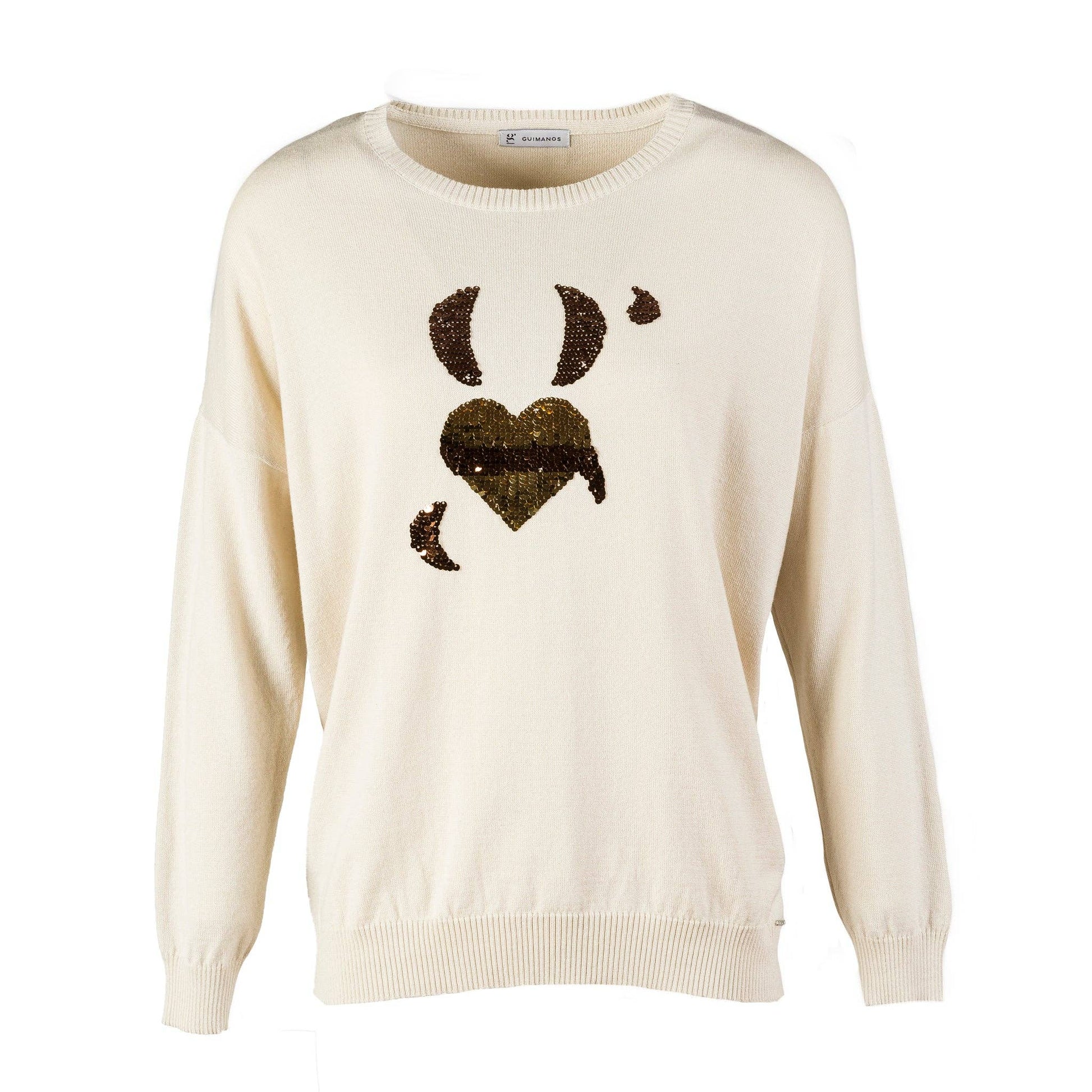 Maglione in maglia con paillettes a cuore