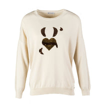 Maglione in maglia con paillettes a cuore