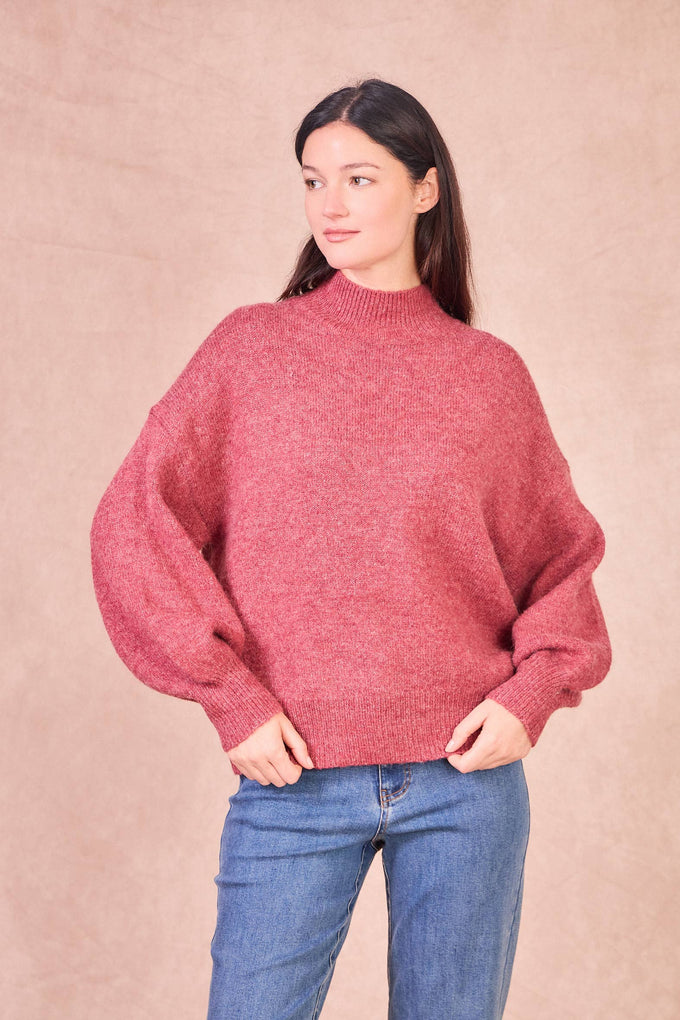 Maglione Manuella morbido con maniche a palloncino e collo alto
