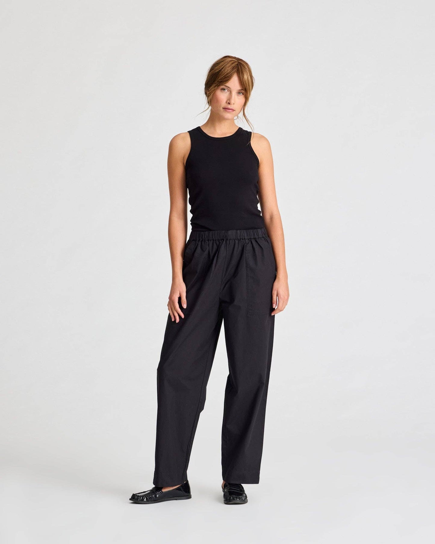 Pantaloni Jasmin in popeline di cotone biologico neri