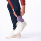 Calzini a righe in cotone pettinato bordeaux e azzurro