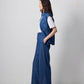 Pantaloni in denim leggero a vita alta con coulisse