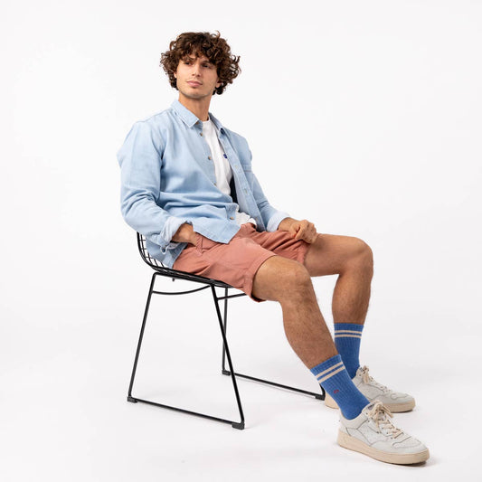 Overshirt in denim sbiancato azzurro chiaro