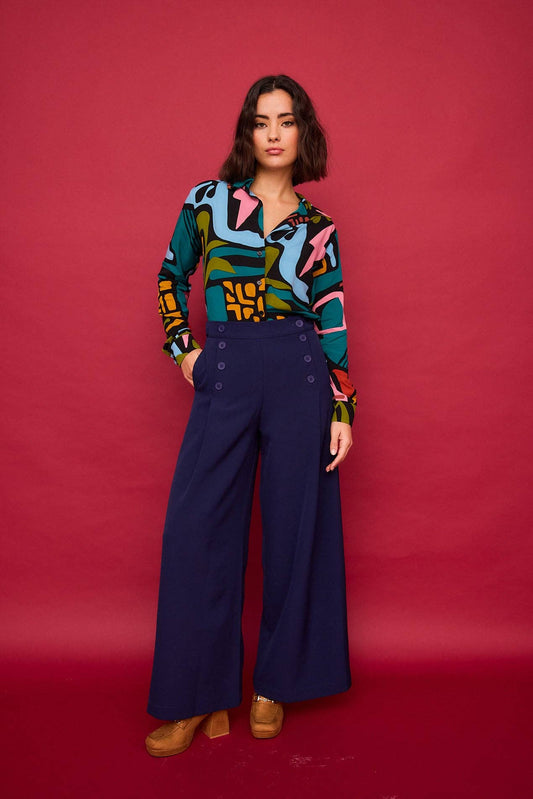 Camicia multicolore con maxi colletto