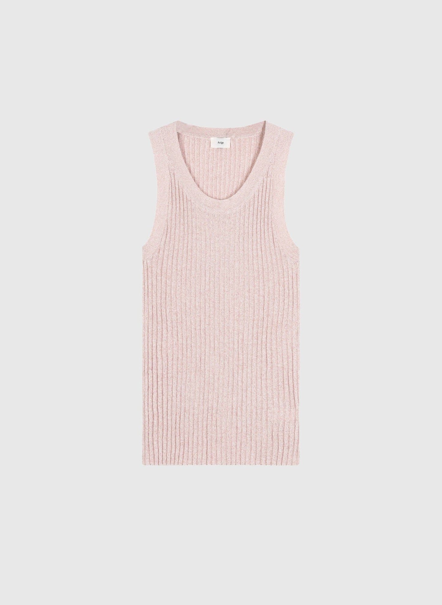 Top Laya metallizzato a coste color cipria