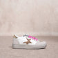 Sneakers platform con stella animalier e glitter