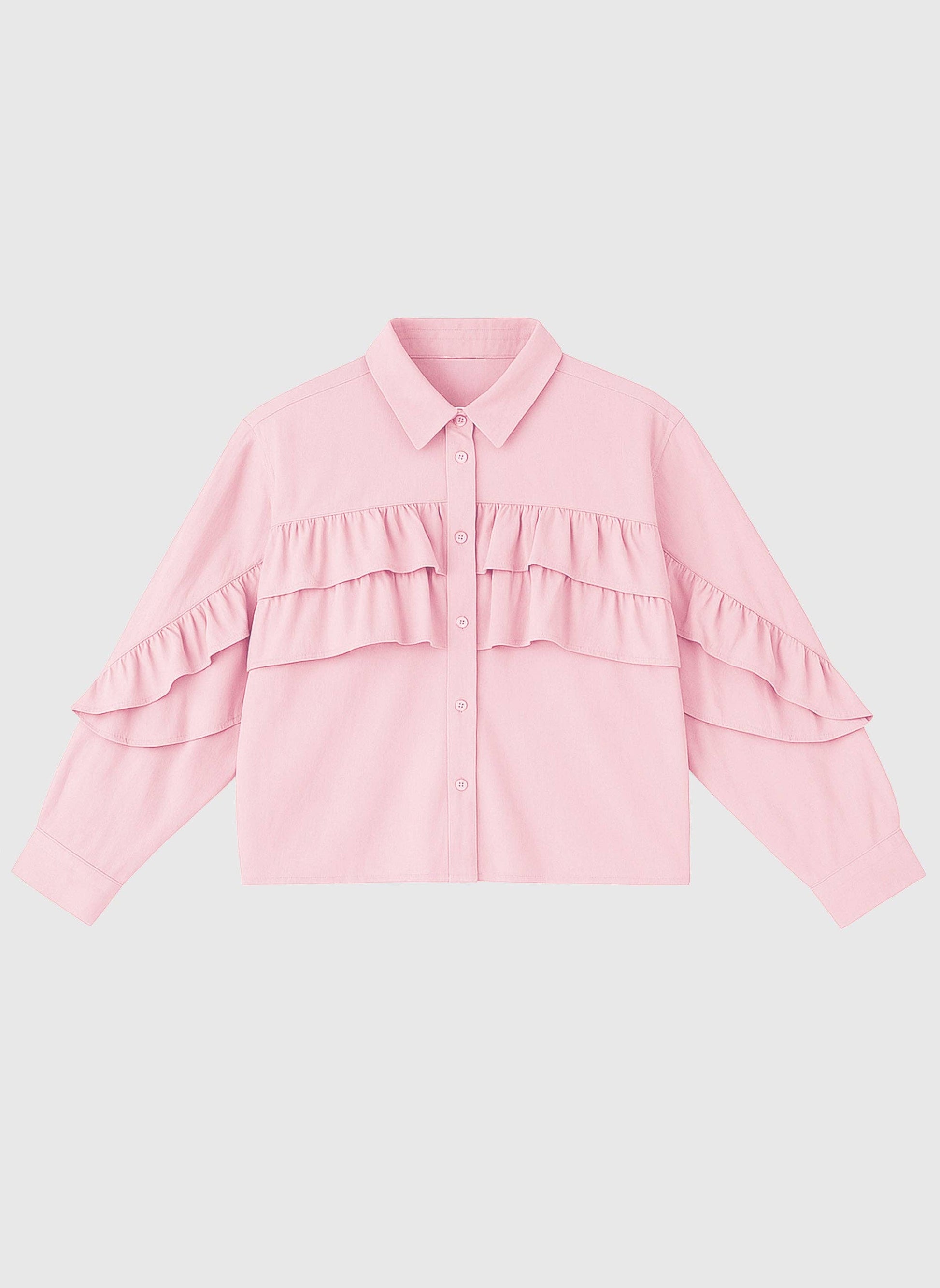Camicia rosa con rouches Suprema