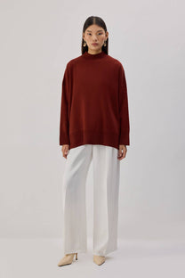Maglione basic a collo alto in maglia
