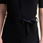 Abito midi in maglia a coste con maniche corte e cintura