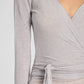 Maglia avvolgente Anne in lana grigio chiaro mélange