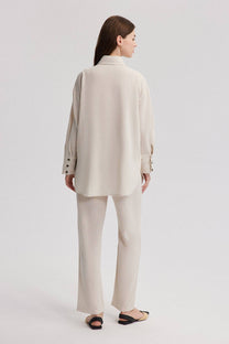 Camicia effetto lino oversize beige