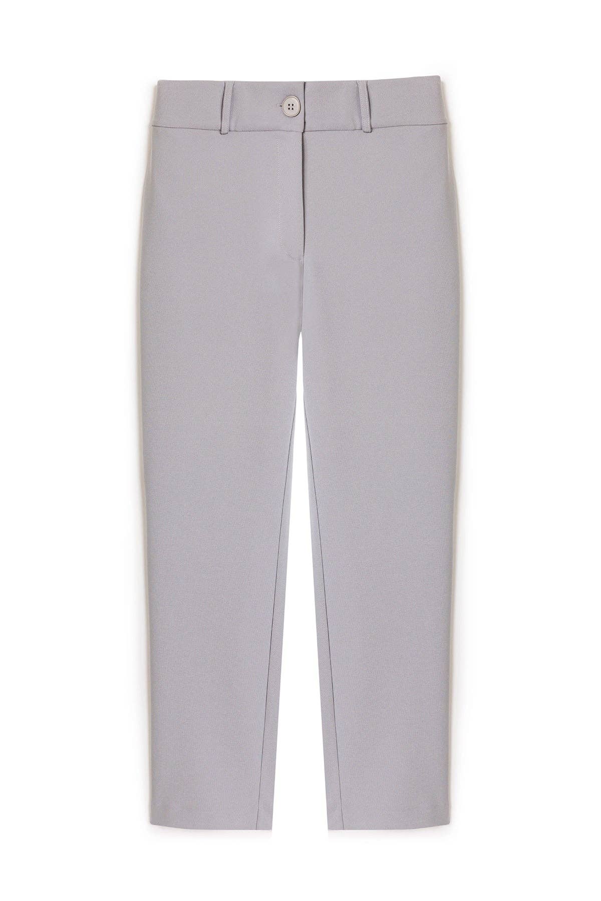 Pantaloni in crêpe grigi a vita alta