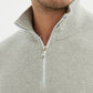 Maglione in cotone con collo alto e mezza zip grigio