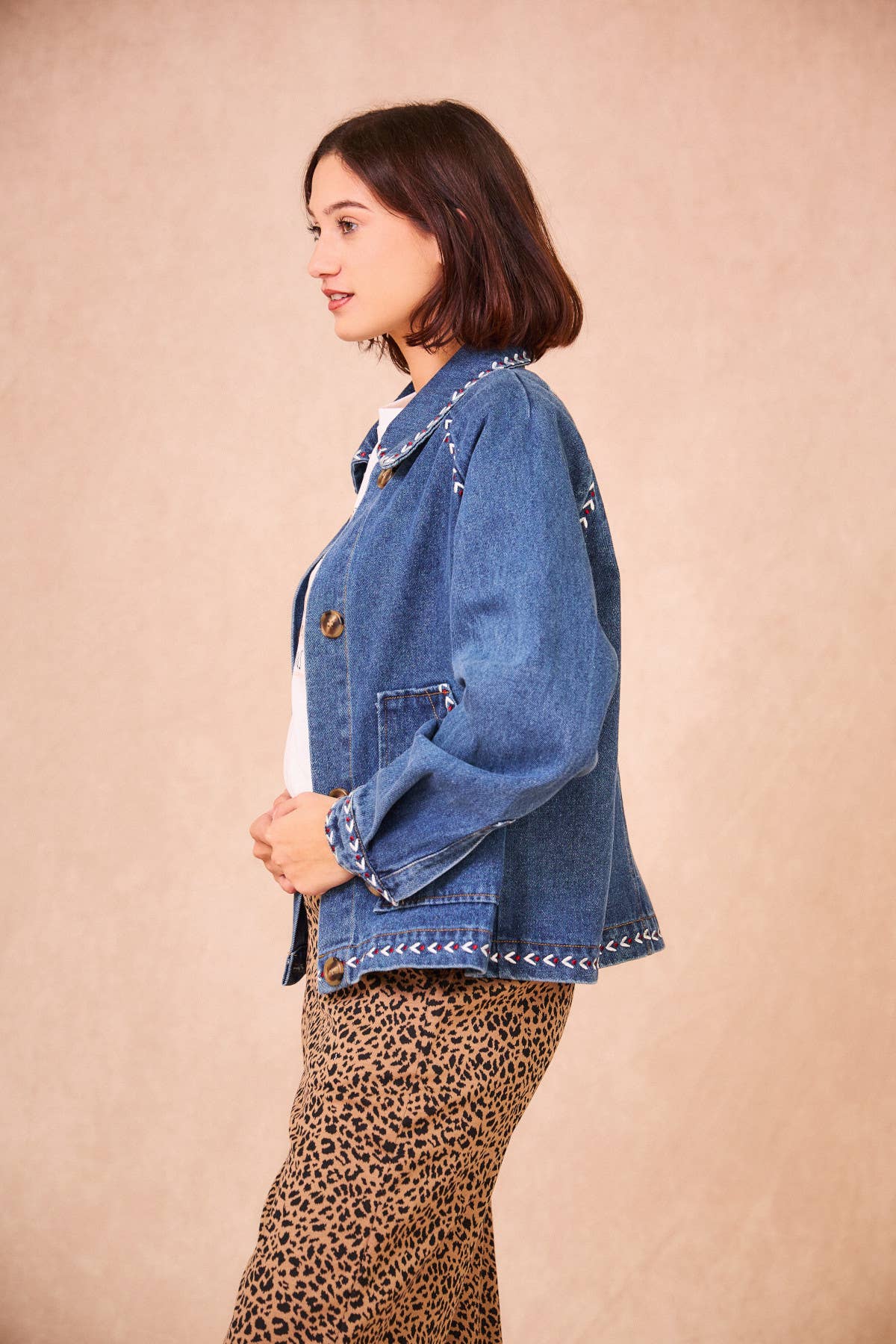 Giacca in denim ricamata Valena