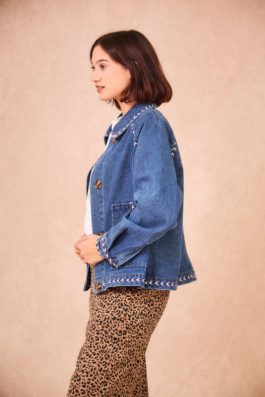 Giacca in denim ricamata Valena