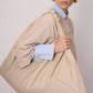Borsa a spalla oversize in finta pelle beige