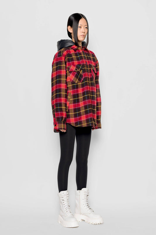 Giacca con cappuccio a quadri tartan Mita