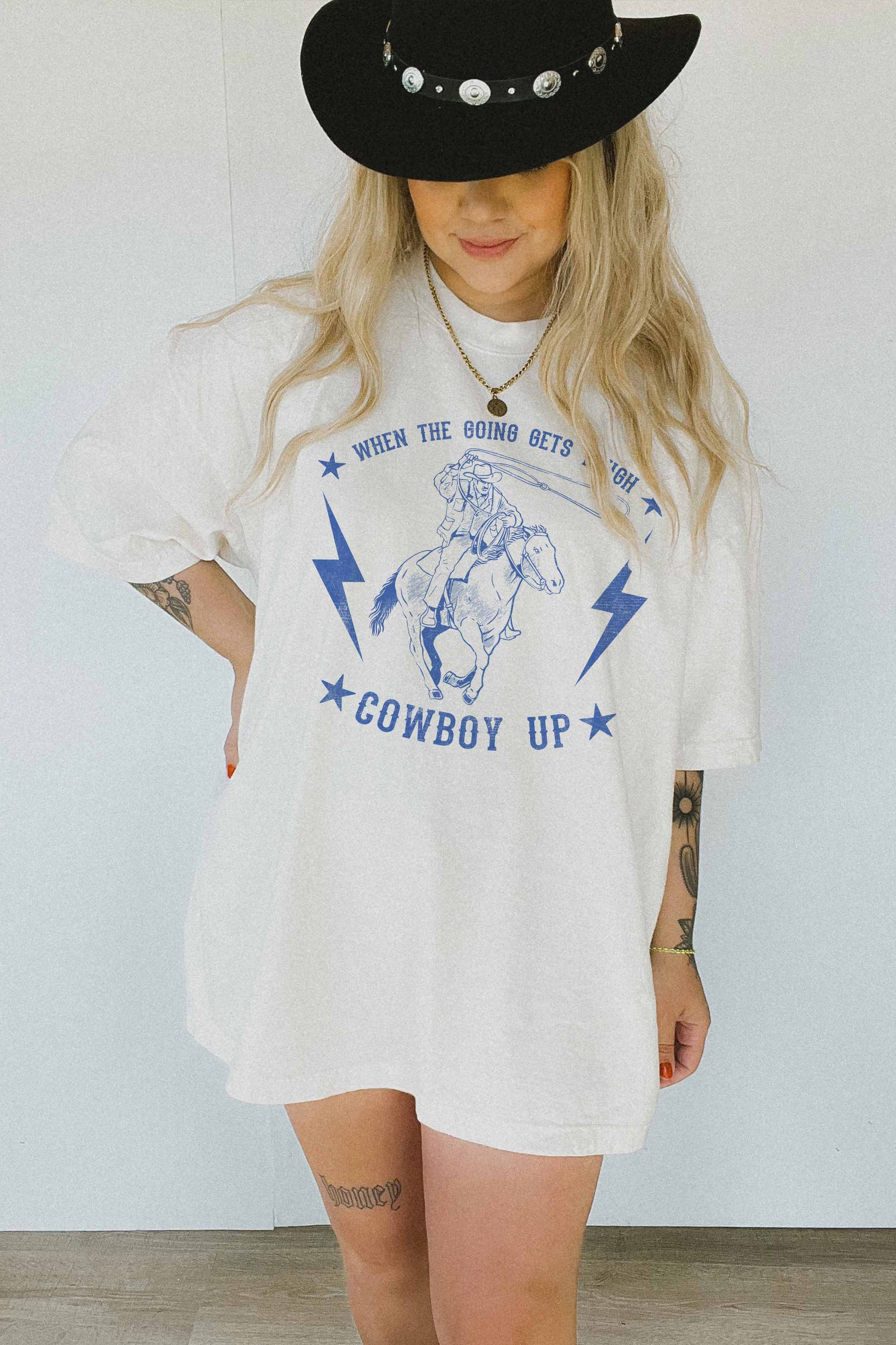 T-shirt oversize con grafica cowboy