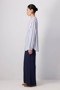 Camicia a righe con colletto alla coreana