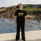 T-shirt nera oversize con stampa Star in cotone biologico
