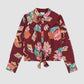 Camicia crop a fantasia floreale con nodo frontale