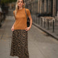 Gonna midi animalier in viscosa