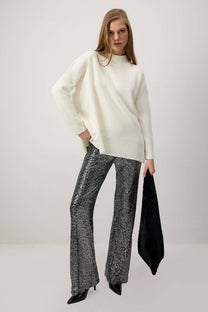 Pantaloni a gamba larga con paillettes