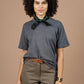 T-shirt boxy in canapa e cotone biologico grigio ardesia