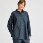 Camicia lunga in popeline con maniche raglan blu denim