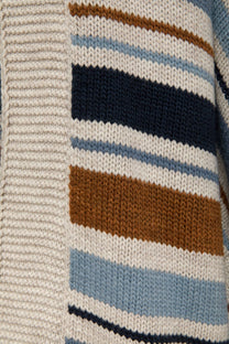 Cardigan a righe con maniche a palloncino