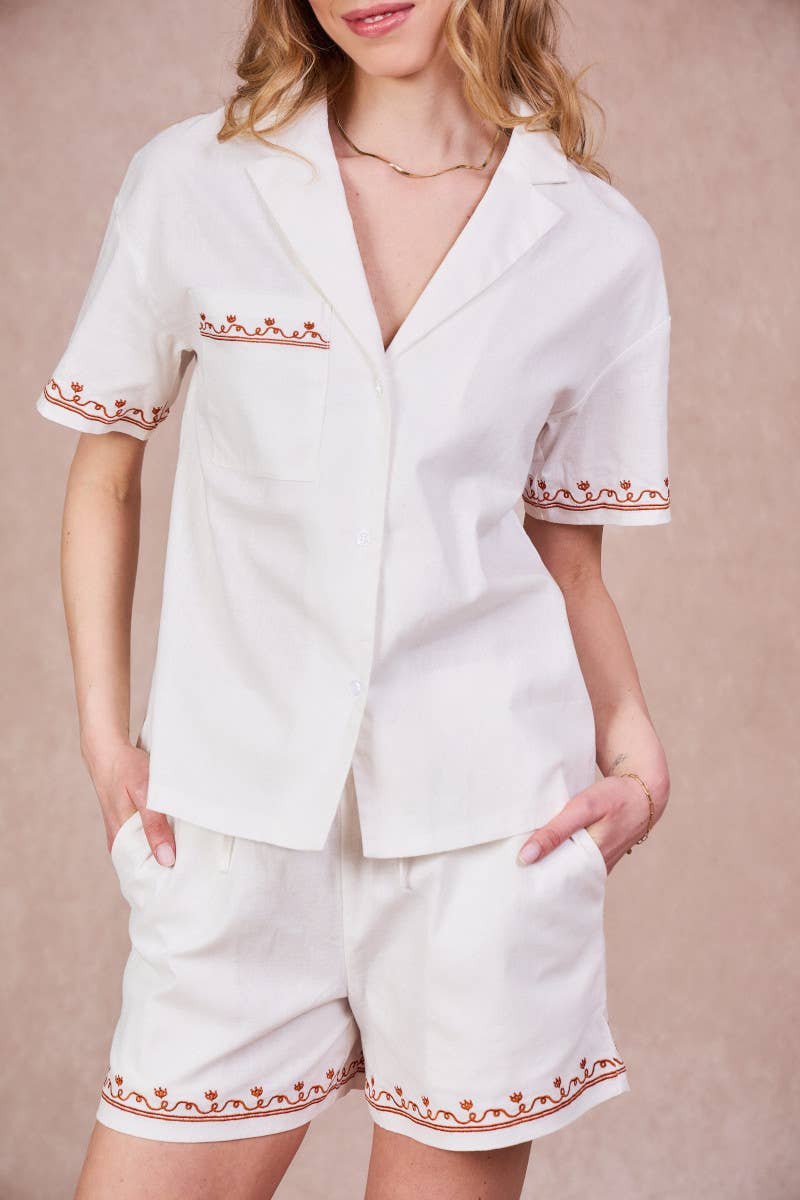 Blusa Tatiane in cotone ricamato