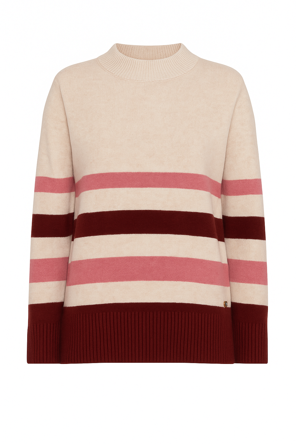 Maglia a righe in lana con collo alto
