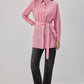 Camicia in popeline rosa con cintura