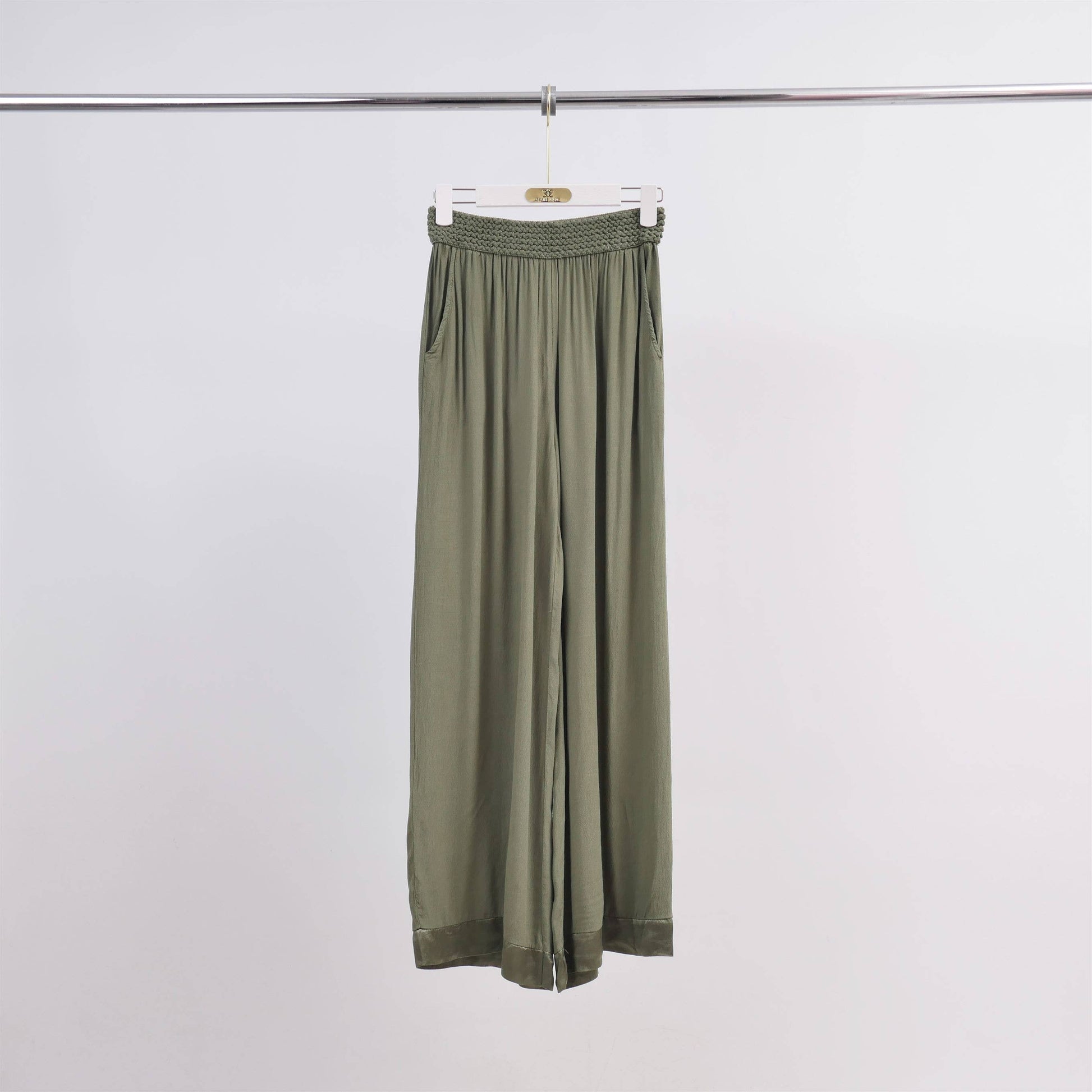 Pantaloni palazzo in viscosa a vita alta