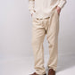 Pantaloni in lino misto cotone con vita elasticizzata