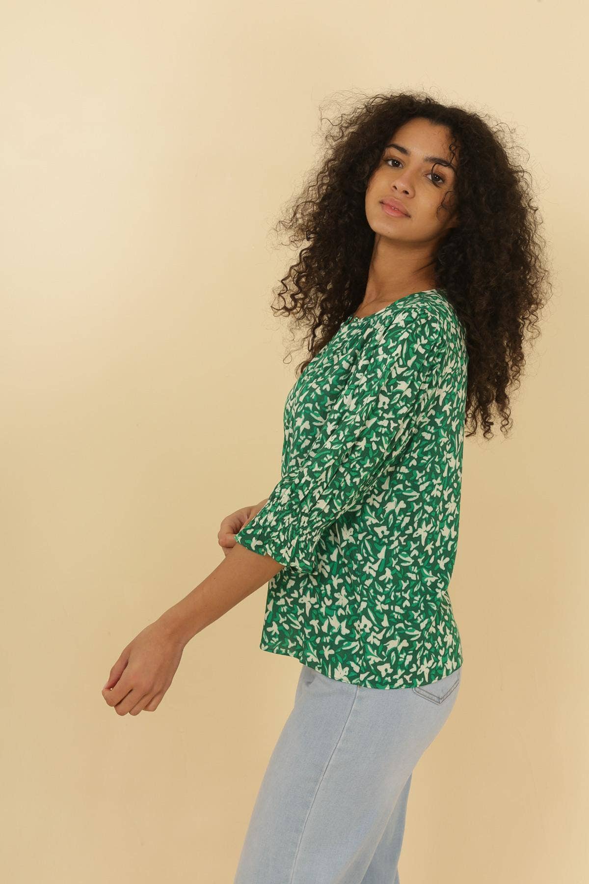 Blusa Teddy stampata in viscosa