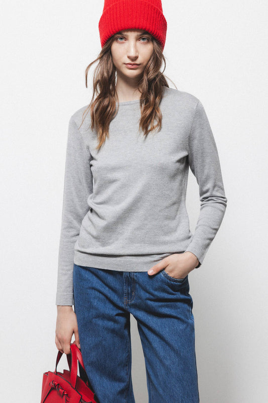 Maglione girocollo in maglia rasata