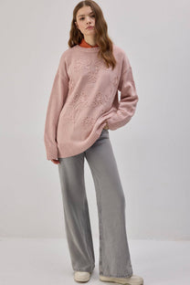 Tunica in maglia con ricamo floreale