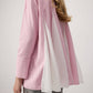Camicia Oversize a Righe con Dettagli in Chiffon