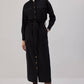 Abito chemisier cargo lungo nero in cotone