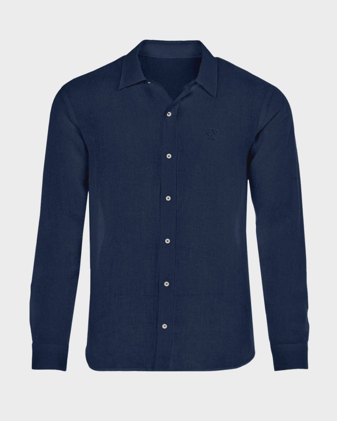 Camicia in lino organico blu navy da uomo