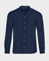 Camicia in lino organico blu navy da uomo